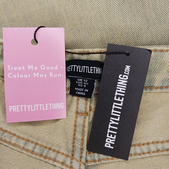 Pretty Little Thing Womens Size 8 Jeans Vintage Wash Wide Leg Low Rise Jeans Y2K - Picture 10 of 10